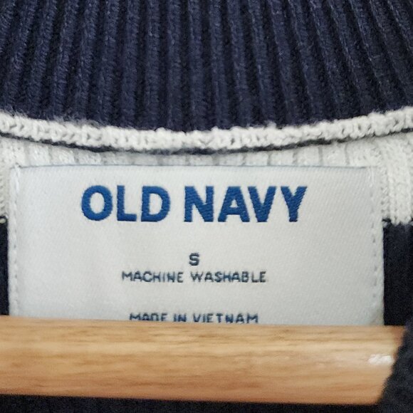 Old Navy Fitted Striped Sleeveless Rib-Knit Midi Sweater Dress Navy Size Small - Picture 9 of 11